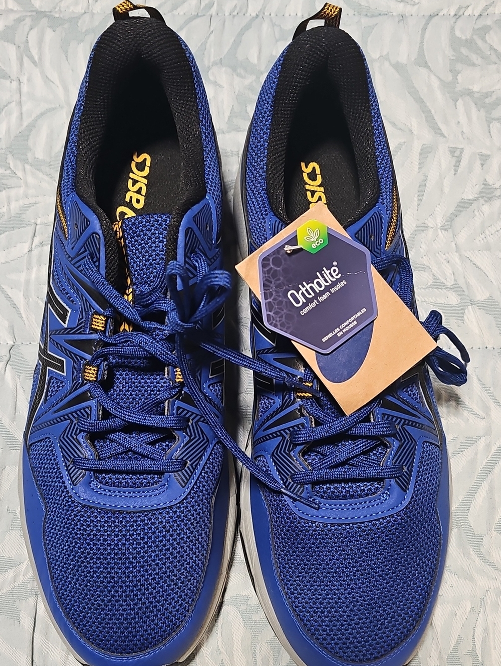 Asics Men's Blue Athletic Sneakers with Yellow Accents